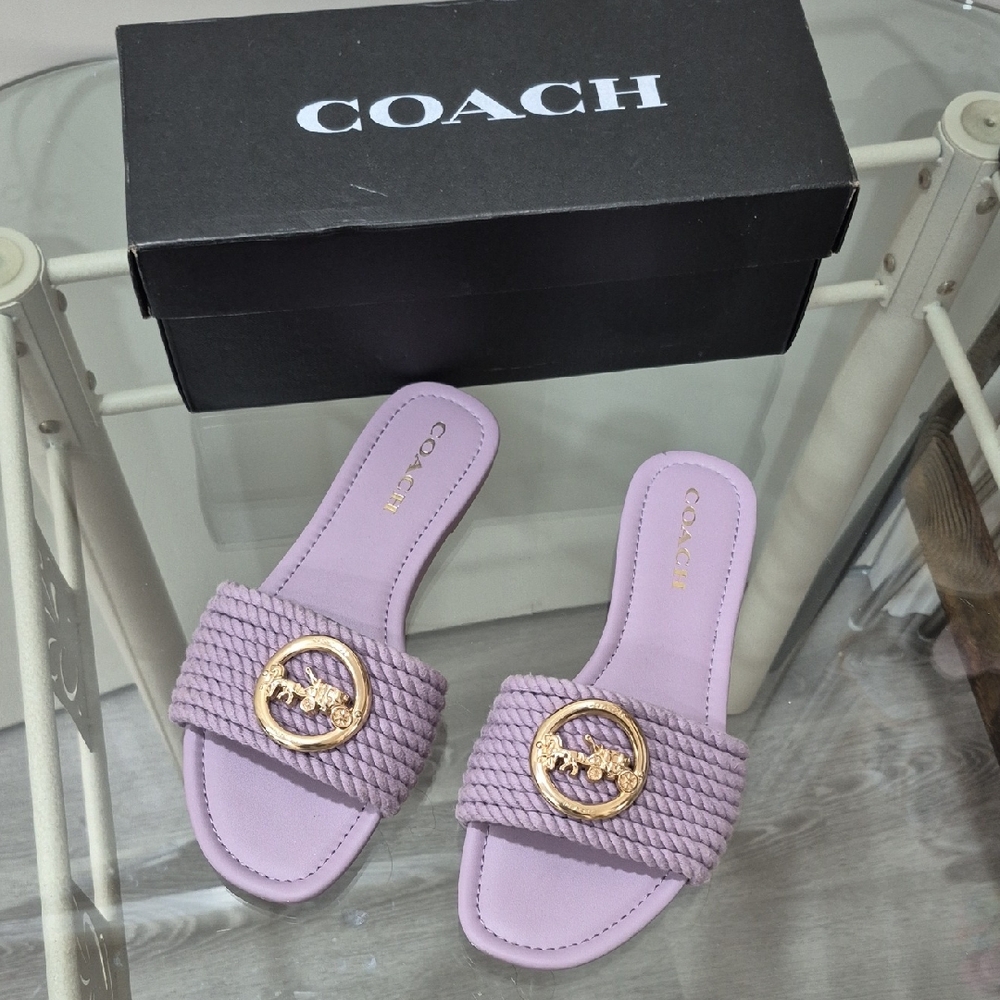 Coach Women's Purple Slide Sandals - Picture 2 of 10